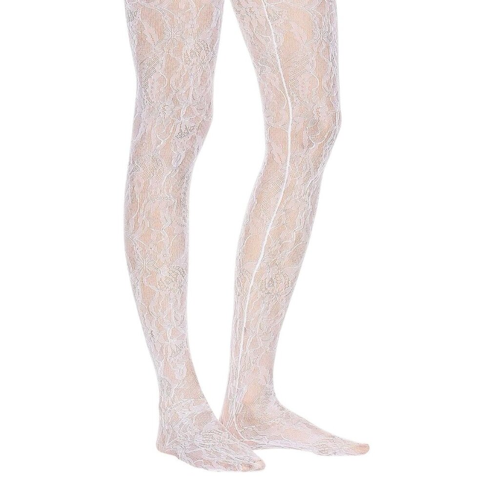 WARDROBE.NYC Lace Tights in Off White New Womens Nylons Pantyhose - Picture 3 of 16